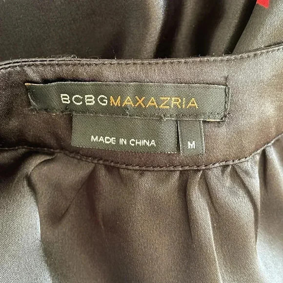 BCBG MaxAzria Satin Halter Black Red Dark Romantic Mini Dress Women Size M - Picture 5 of 6